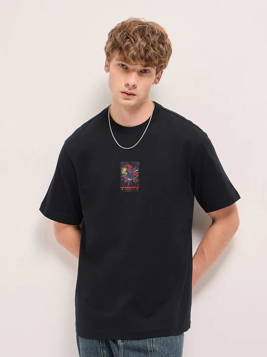 black printed t shirt